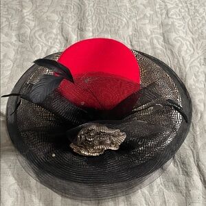 Elegant Black and Red Fascinator